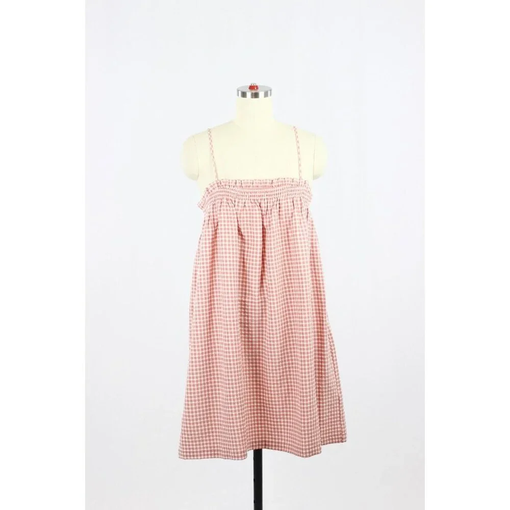BB DAKOTA Lust For Life Pink Rose Blush Gingham Seersucker Shift Dress, Size M - Picture 4 of 13